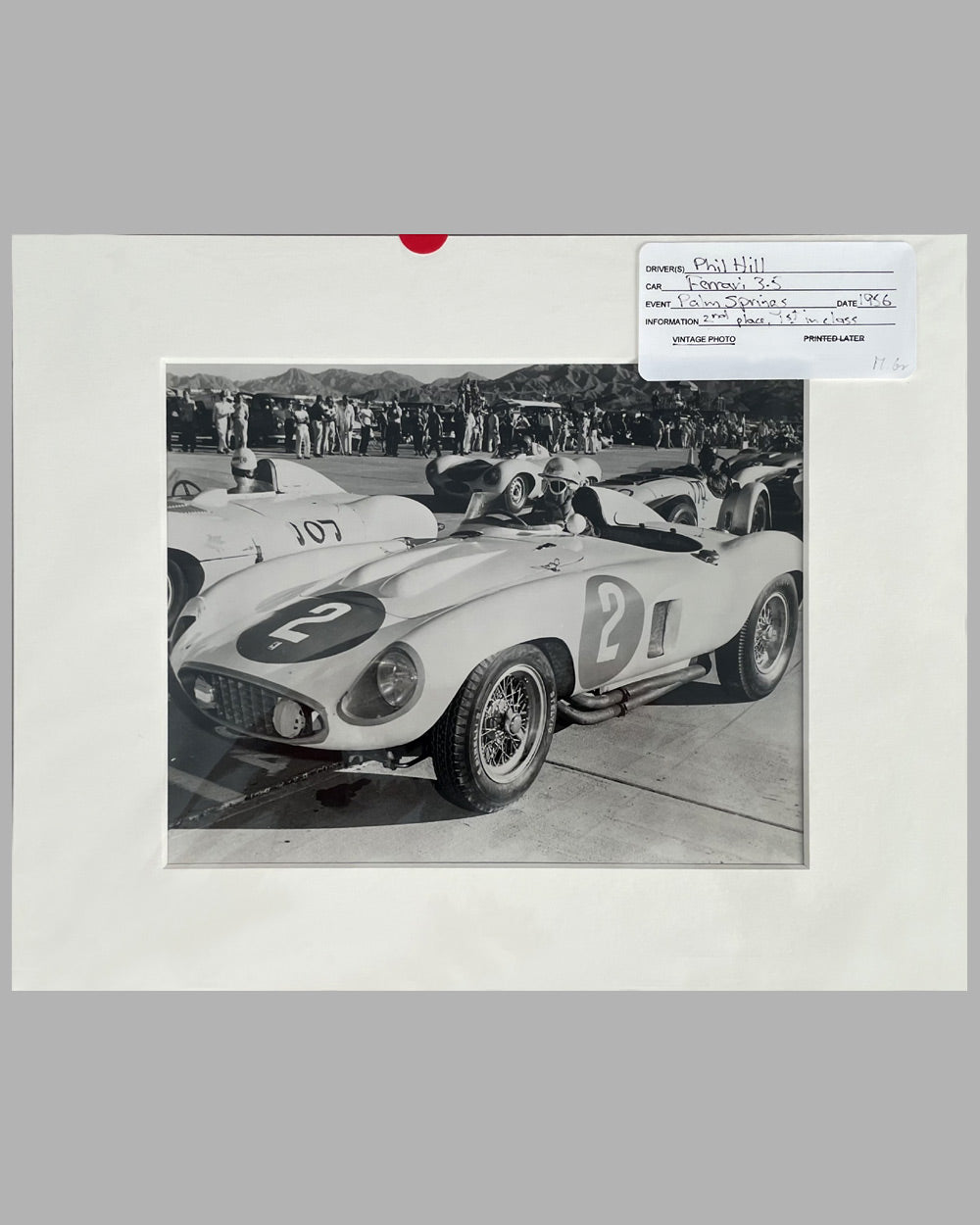 1956 Palm Springs Sprint National Race b&w photograph of Phil Hill