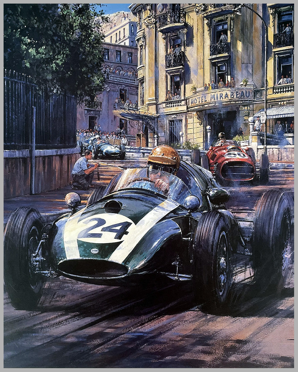 World Champion 1957 print by Nicholas Watts, autographed by Brabham and Cooper 3