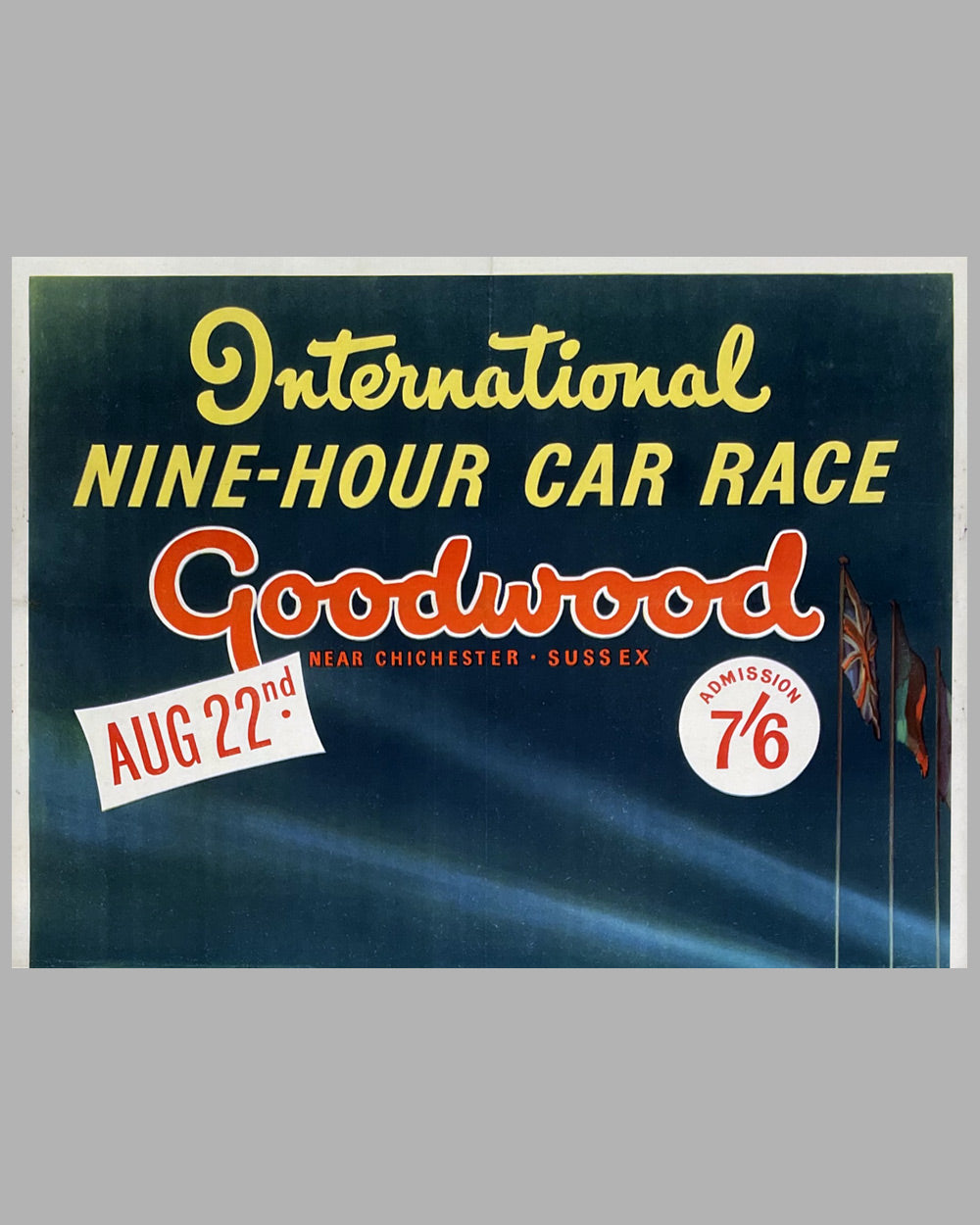 1953 Nine-Hour Car Race at Goodwood original poster, artwork by Roy Nockolds 2
