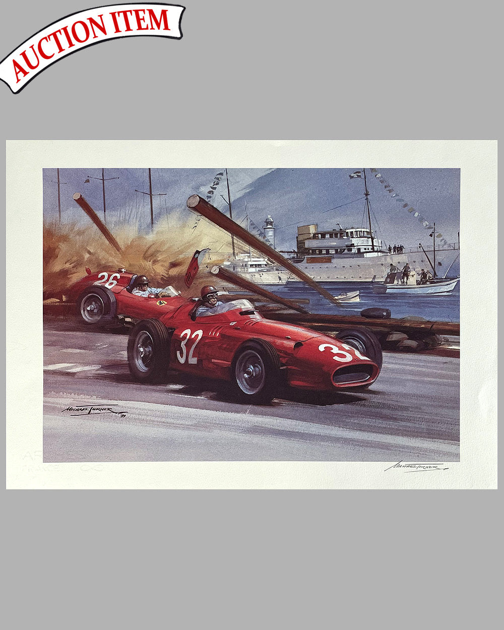 1957 Grand Prix of Monaco lithograph by Michael Turner