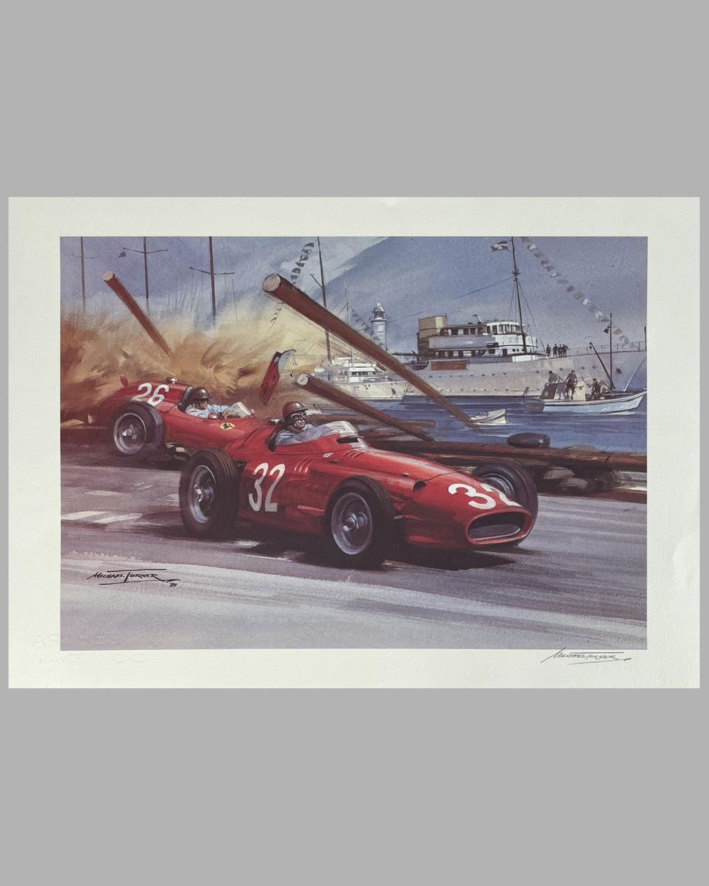 1957 Grand Prix of Monaco lithograph by Michael Turner