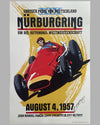 Grosser Preis von Deutschland 1954 Nurburgring commemorative poster by Dennis Simon, autographed by Fangio