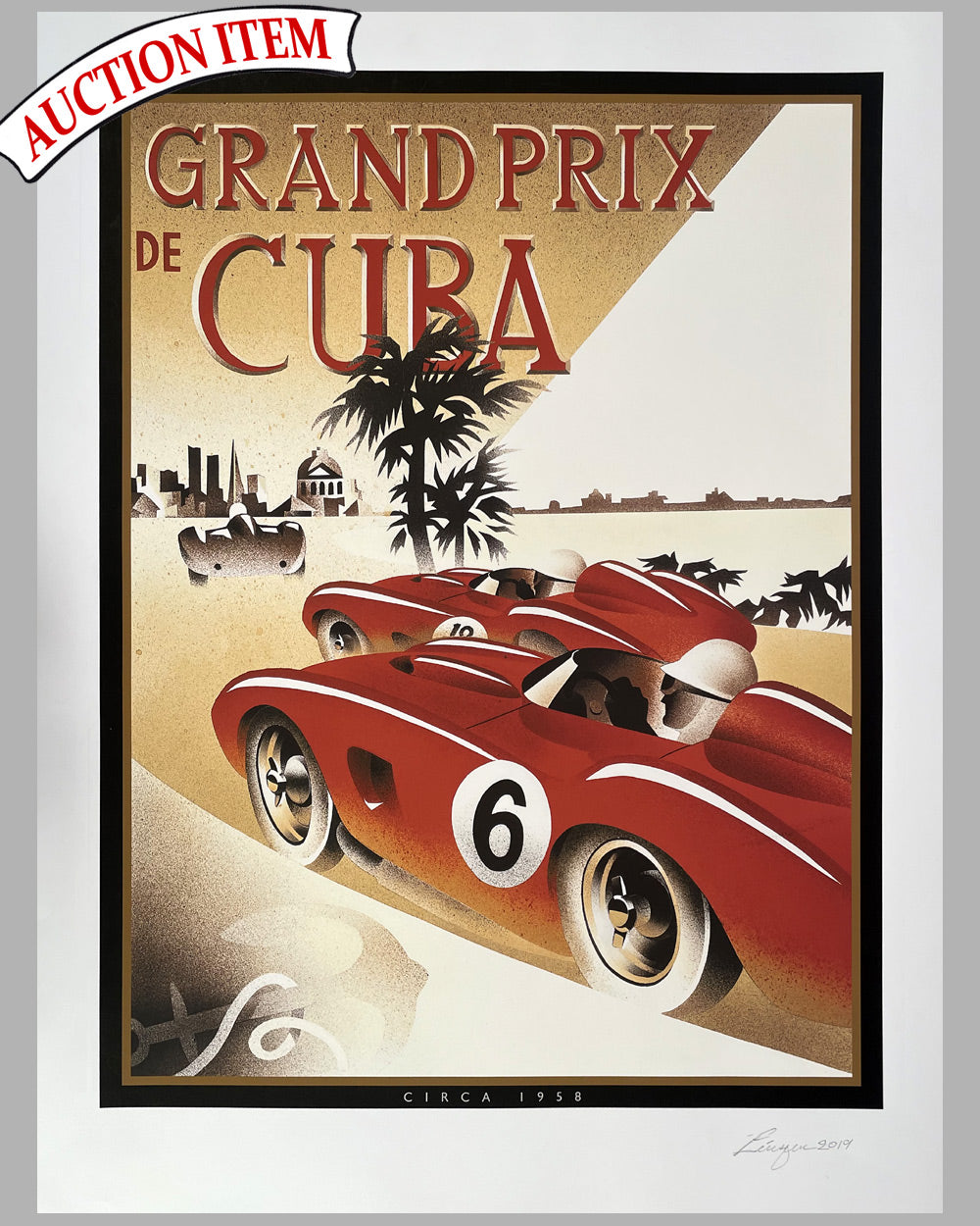 Grand Prix de Cuba circa 1958 commemorative poster by Alain Levesque