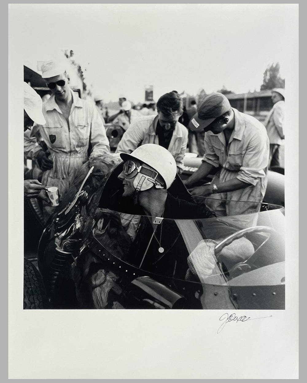Stirling Moss in his Vanwall b&w photograph by Jesse Alexander