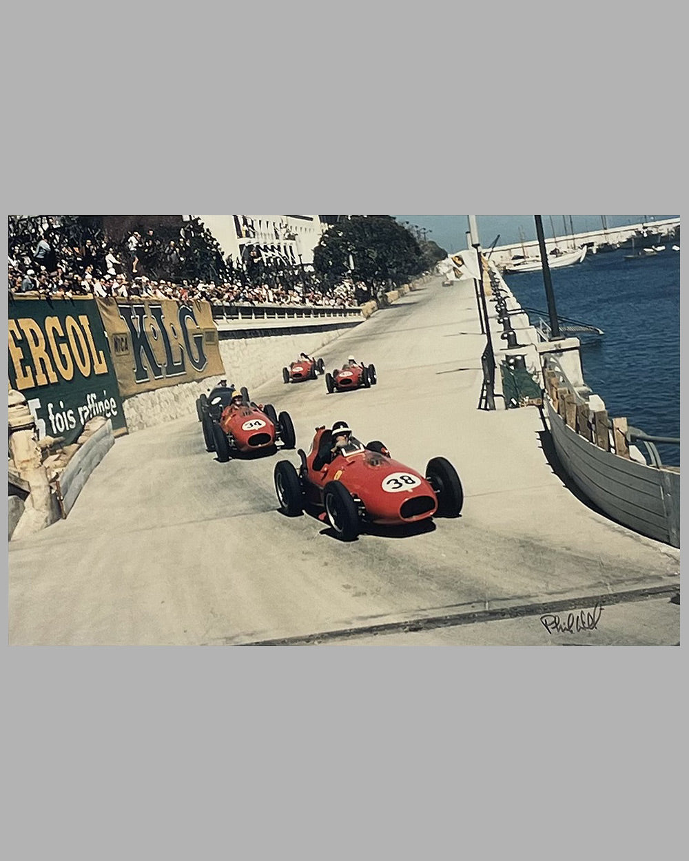 1958 Monaco Grand Prix signed color photograph by Phil Hill 2