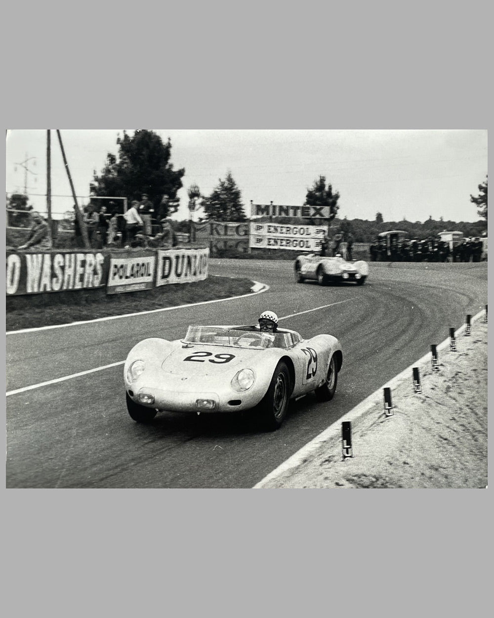 Porsche at Le Mans 1958 b&amp;w photo