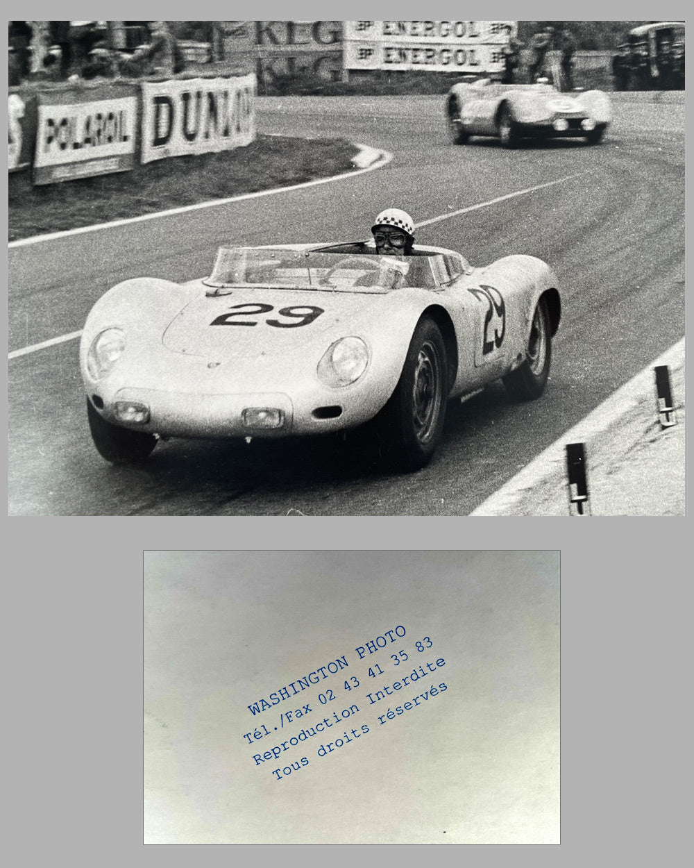 Porsche at Le Mans 1958 b&w photo 2