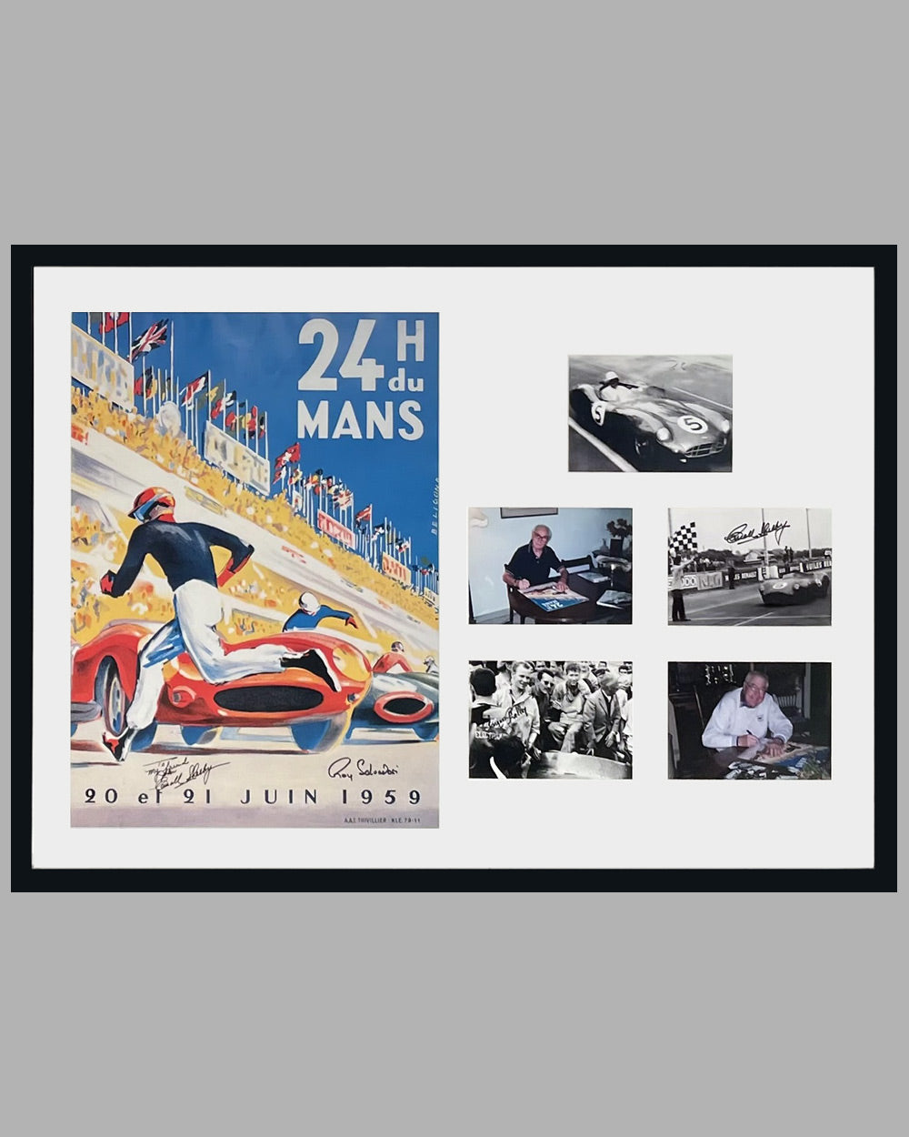 1959 - 24 Hours of Le Mans official ACO reproduction poster, autographed by the winners Shelby &amp; Salvadori