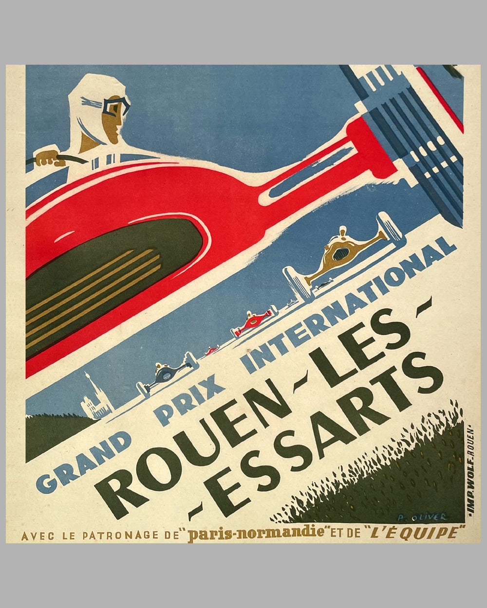 1959 Grand Prix de France in Rouen poster by P. Oliver 3