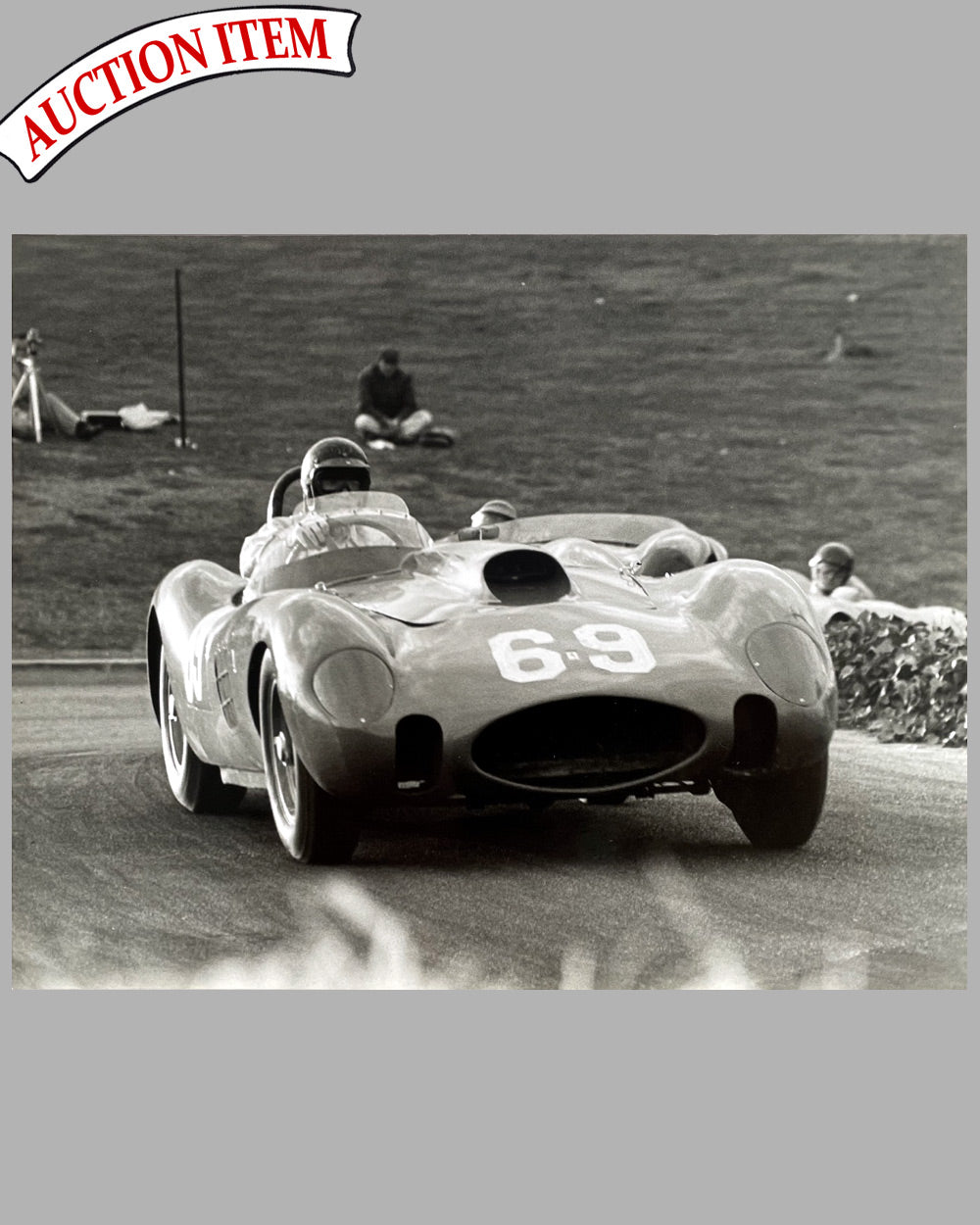 Dan Gurney in his Ferrari 375+ b&amp;w photograph by Bob Tromolone