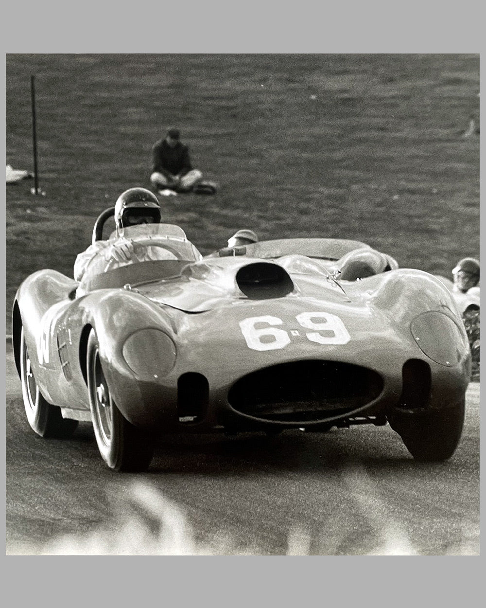 Dan Gurney in his Ferrari 375+ b&w photograph by Bob Tromolone 2