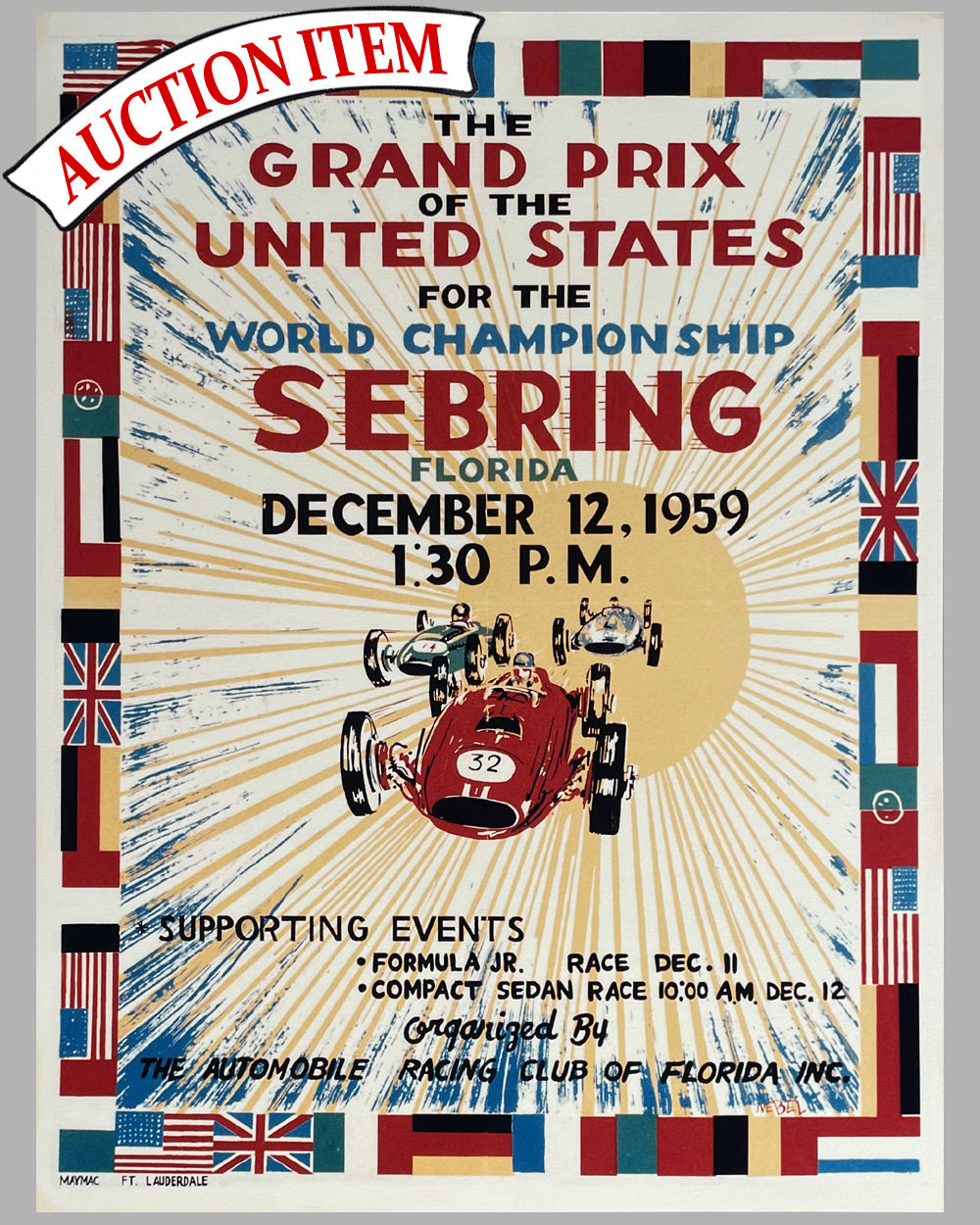 The Grand Prix of the United States in Sebring 1959 reproduction poster