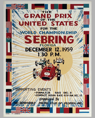 The Grand Prix of the United States in Sebring 1959 reproduction poster