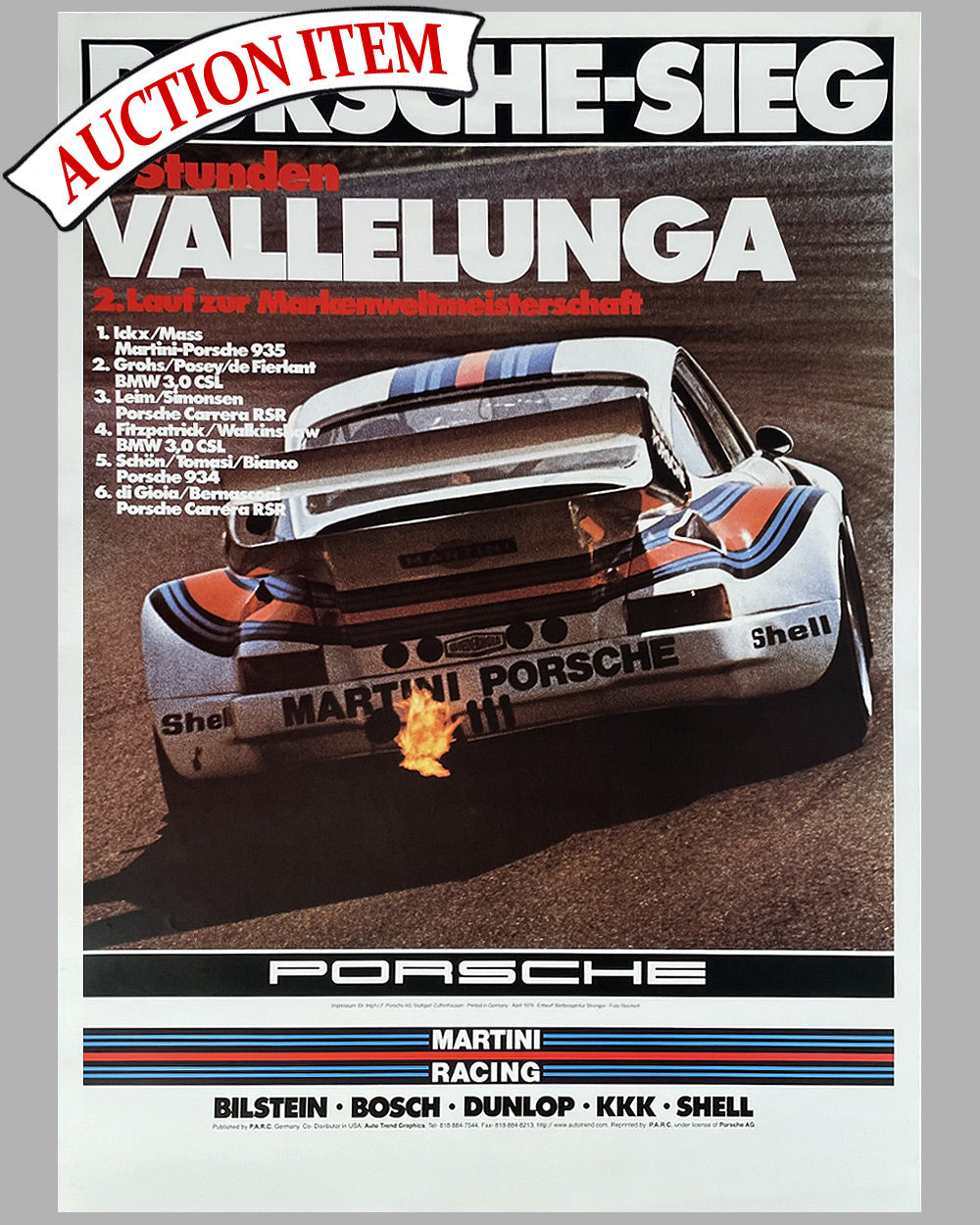 6 Hours of Vallelunga 1976 Porsche factory poster