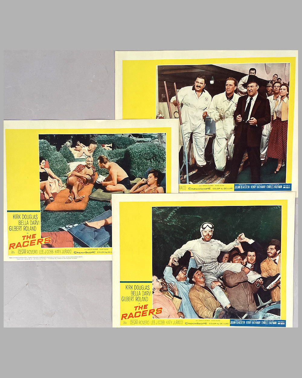 Collection of 6 lobby cards for the movie “The Racers” with Kirk Douglas, 1961 2
