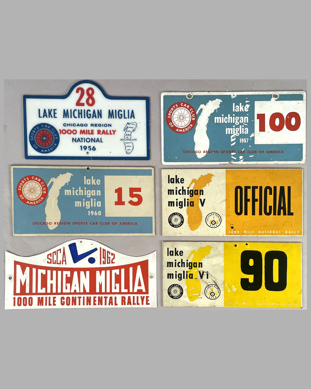 Six Rally plaques for the 1000 mile rally in the 1950’s and 1960’s