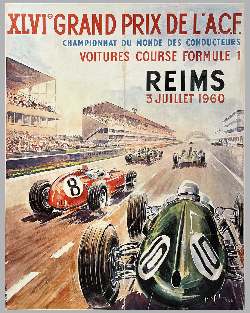 Grand Prix de l’ACF 1960 in Reims original poster by Jean Des Gachons 2