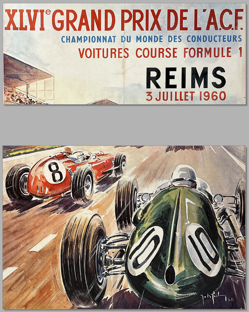 Grand Prix de l’ACF 1960 in Reims original poster by Jean Des Gachons 3