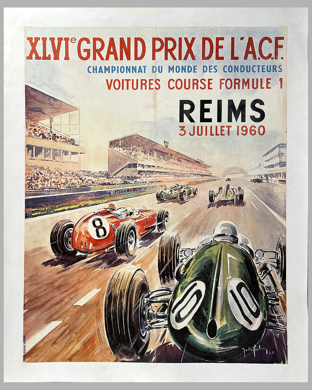 Grand Prix de l’ACF 1960 in Reims original poster by Jean Des Gachons