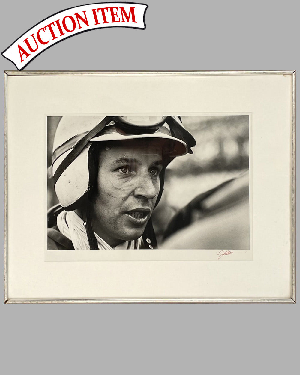 John Surtees portrait, 1960 b&w photograph by Jesse Alexander