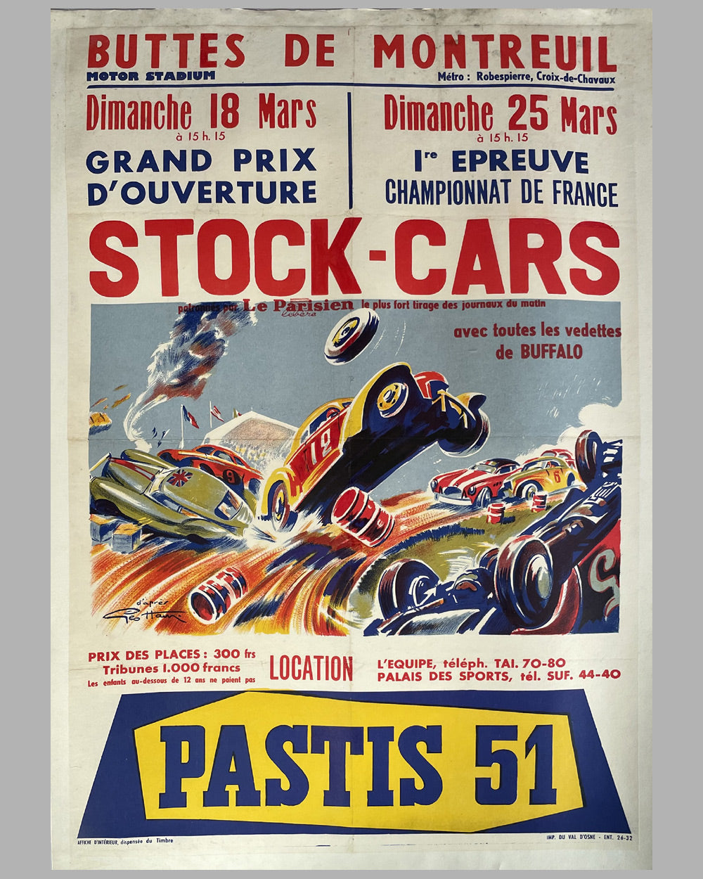 Stock Car Races original interior poster by Geo Ham, 1960’s