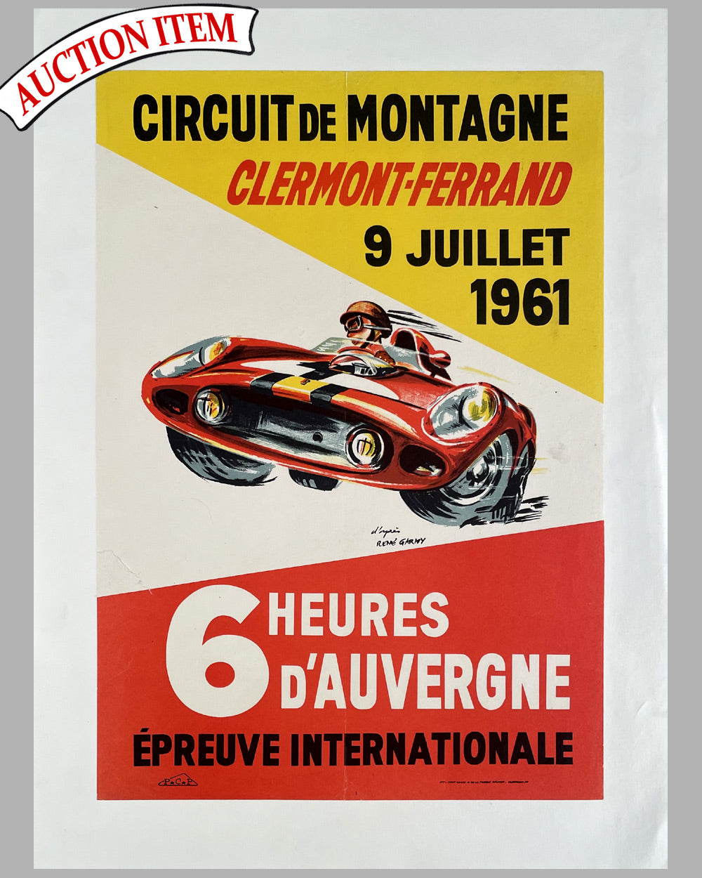 1961 6 Heures d’Auvergne original poster by René Garmy