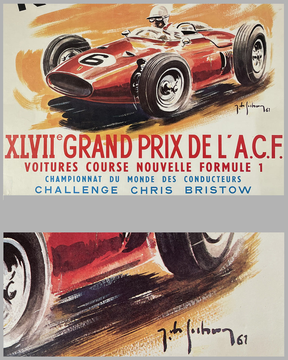 1961 Grand Prix de l’A.C.F. original poster by Jean Des Gachons 3