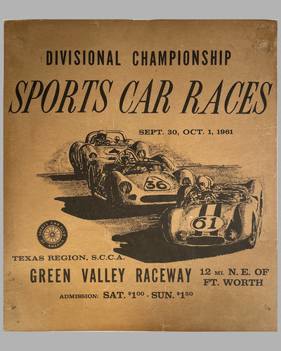 1961 Green Valley Raceway original race poster