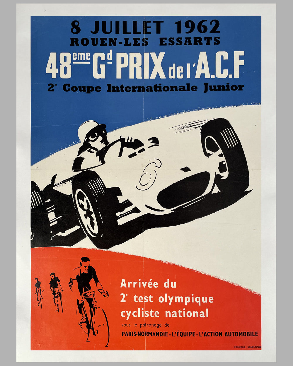 48th Grand Prix of France original poster, 1962 at Rouen-les Essarts track