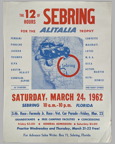 1962 original 12 Hours of Sebring poster