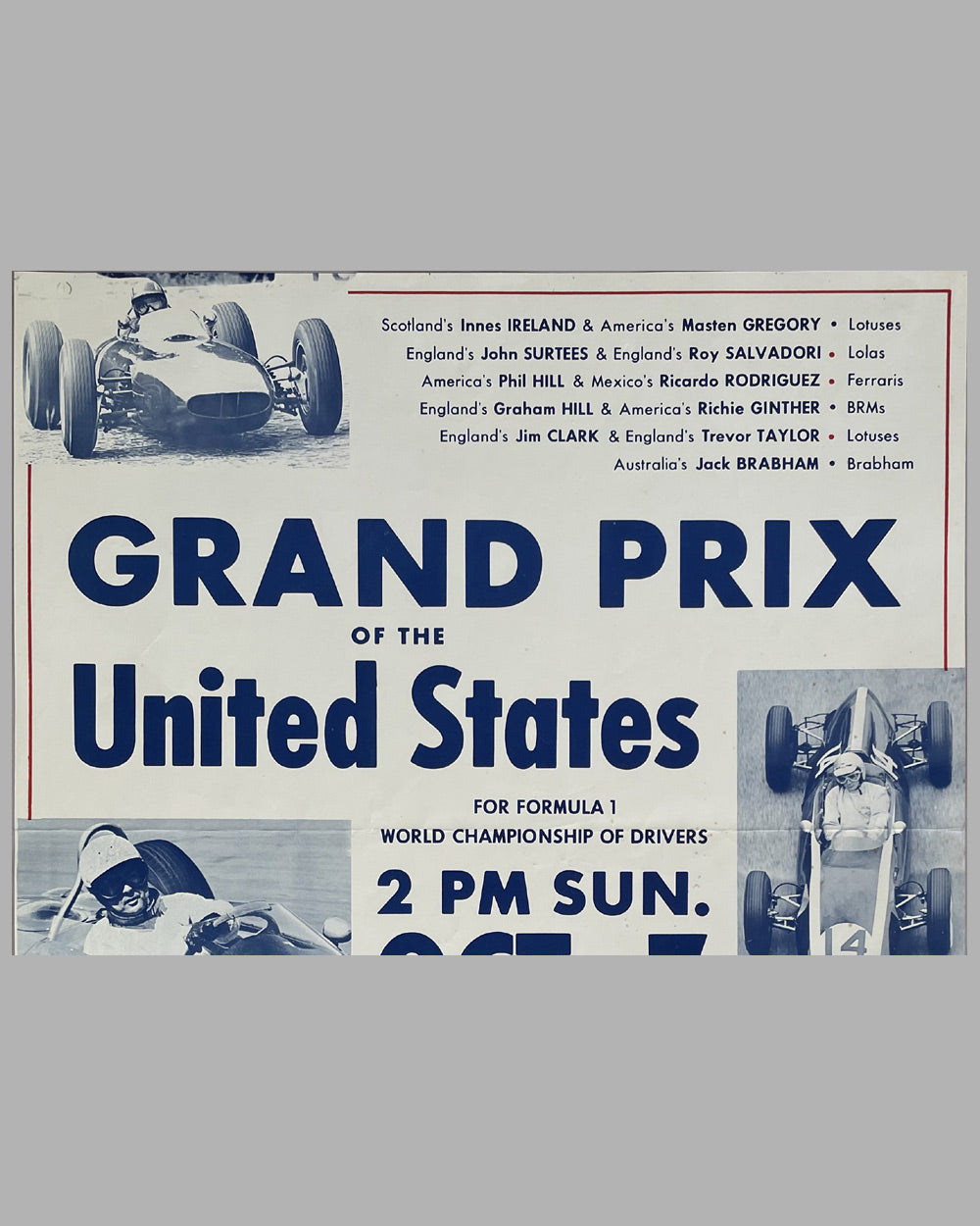 1962 U.S. Grand Prix at Watkins Glen original poster 2