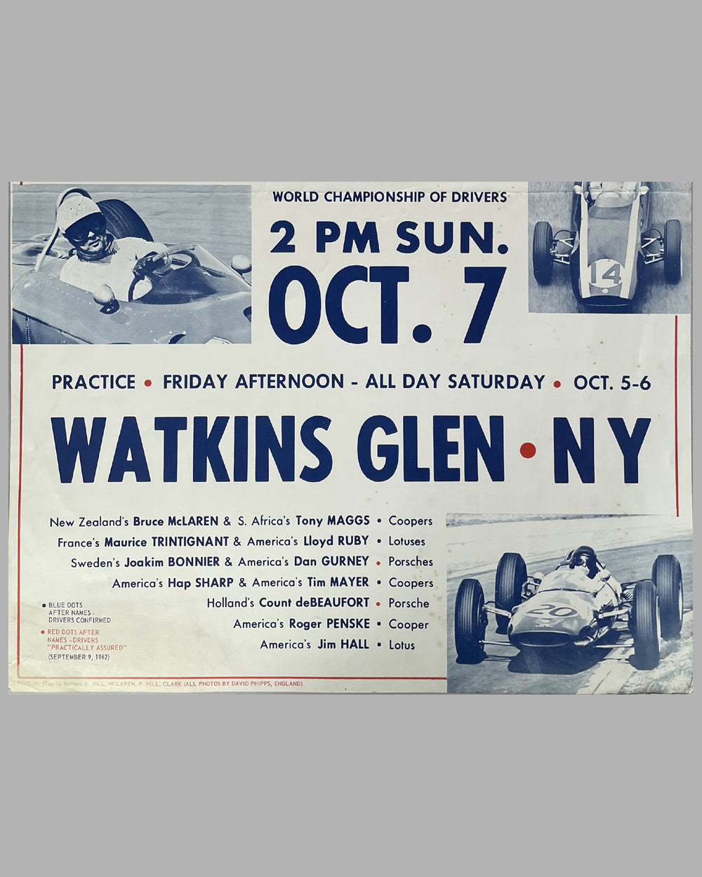 1962 U.S. Grand Prix at Watkins Glen original poster 3