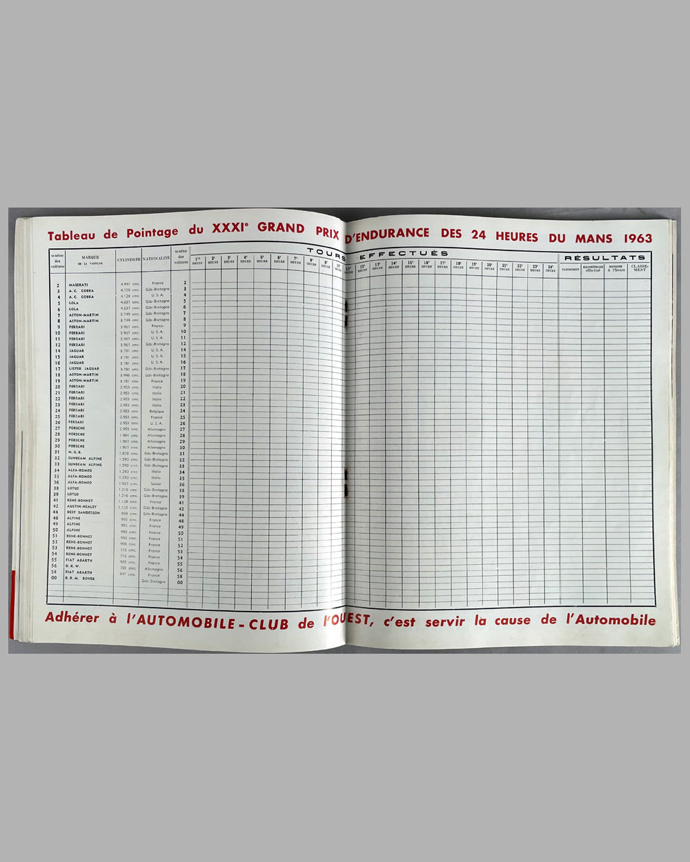 1963 24 Hours of Le Mans original program w/ cover artwork by G. Leygnac 4