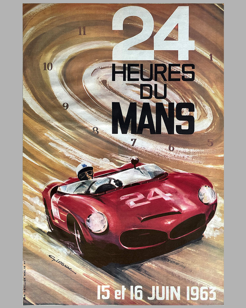 1963 - 24 Hours of Le Mans original event poster by G. Leygnac