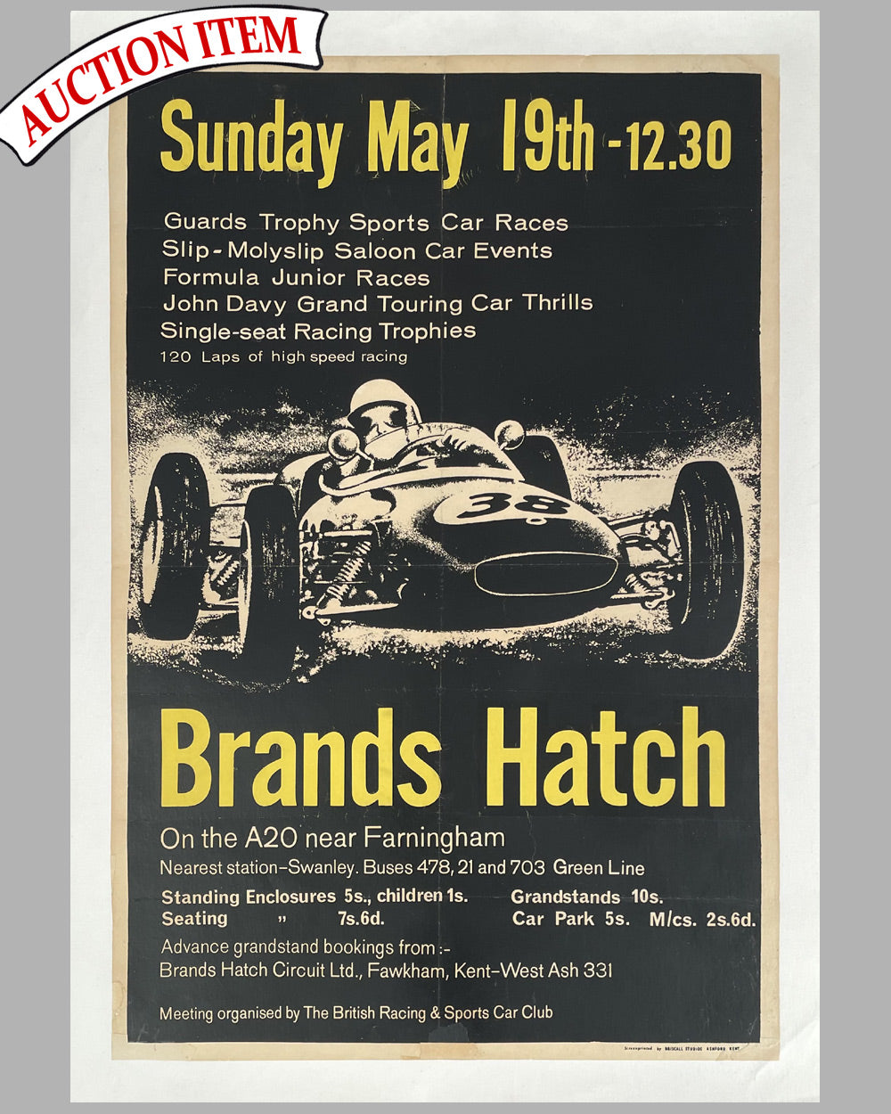 1963 Brands Hatch original racing poster