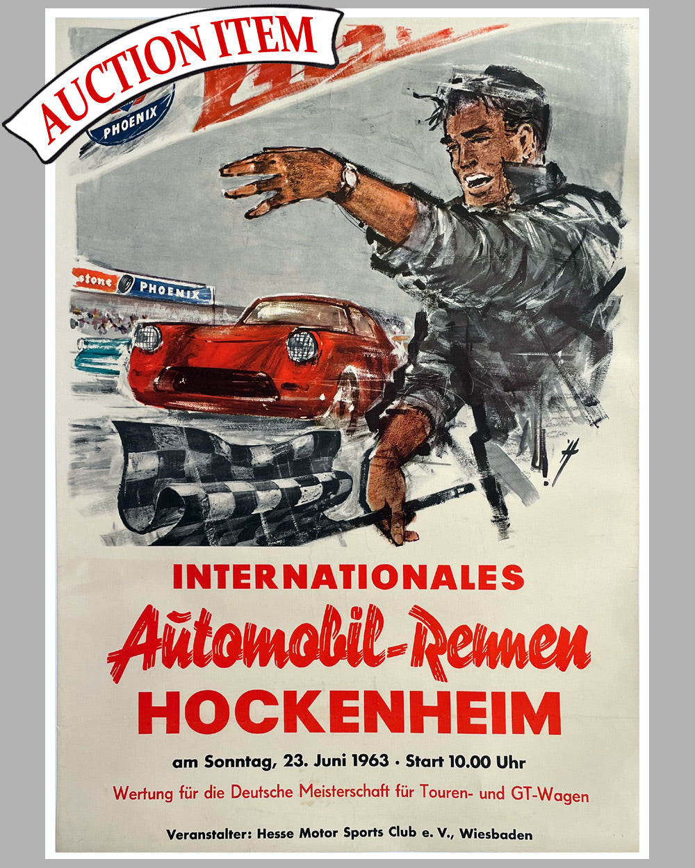 Hockenheim original racing poster for 1963 Touring and GT cars race