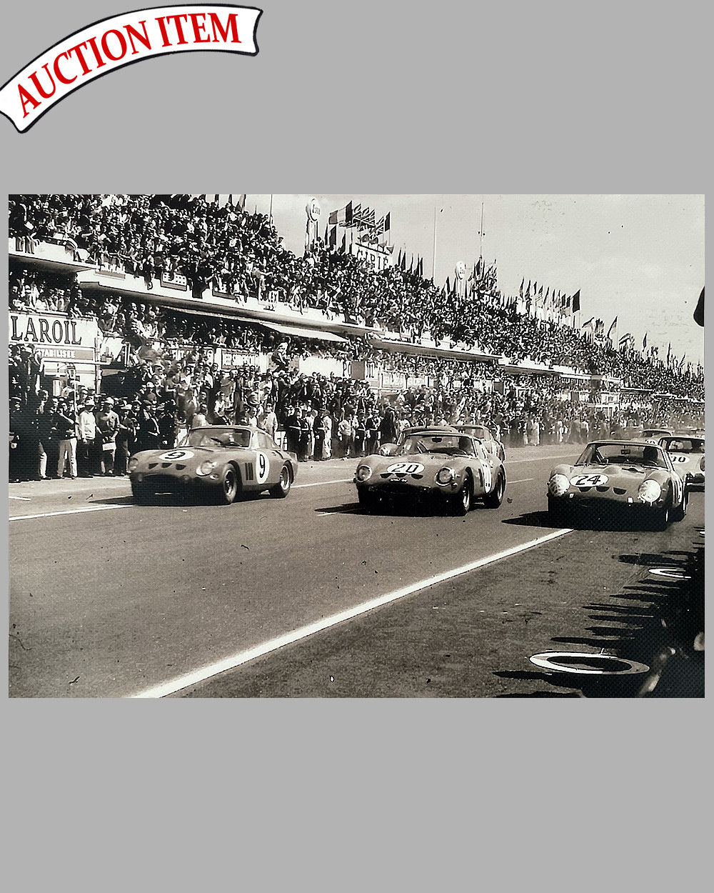 Start of Le Mans 1963 b&amp;w photograph