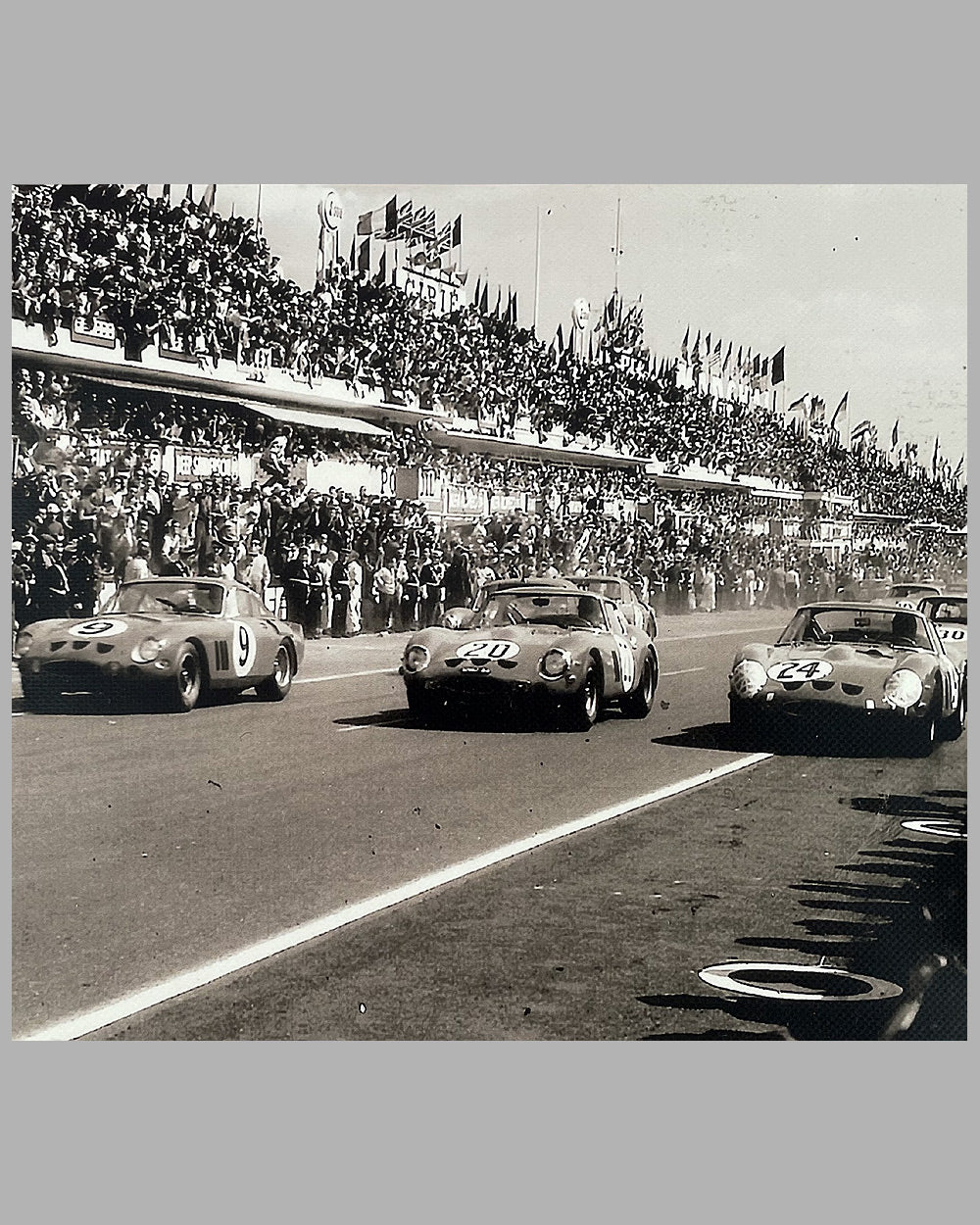 Start of Le Mans 1963 b&amp;w photograph 2