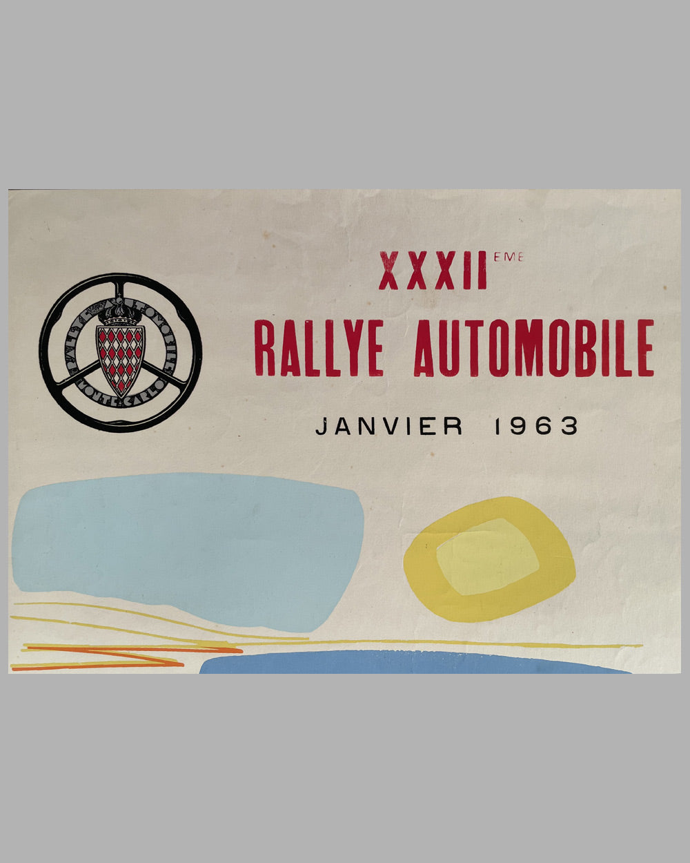 32nd annual Rallye Automobile de Monaco original poster by Raymond Moretti, 1963 2