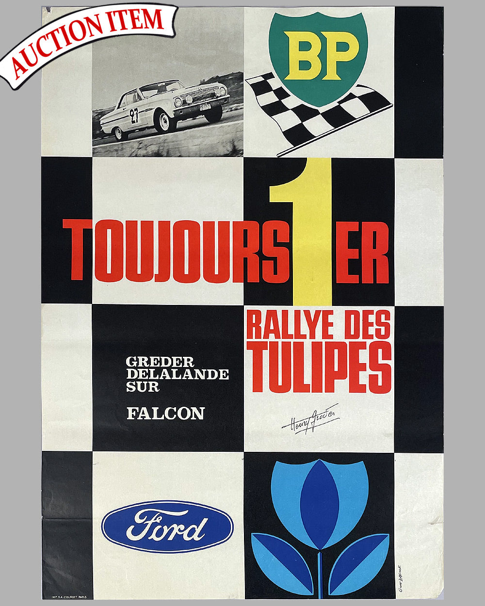 1963 Rallye des Tulipes poster, autographed by Henri Gréder