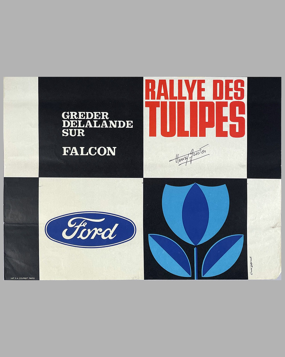 1963 Rallye des Tulipes poster, autographed by Henri Gréder 3