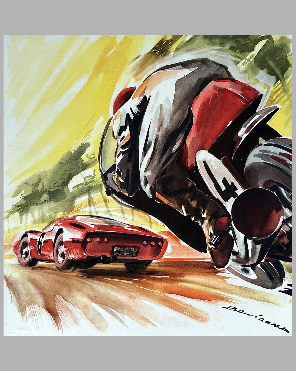 1964 Criterium International de Vitesse Motocycliste 300-500cc at Le Mans original poster by Beligond 2