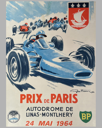 Prix de Paris 1964 original race poster, artwork by Geo Ham 2