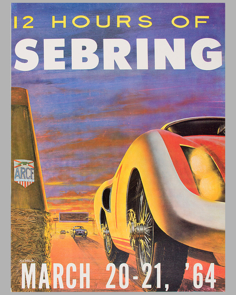 1964 - 12 Hours of Sebring original event poster by Schulz - l'art