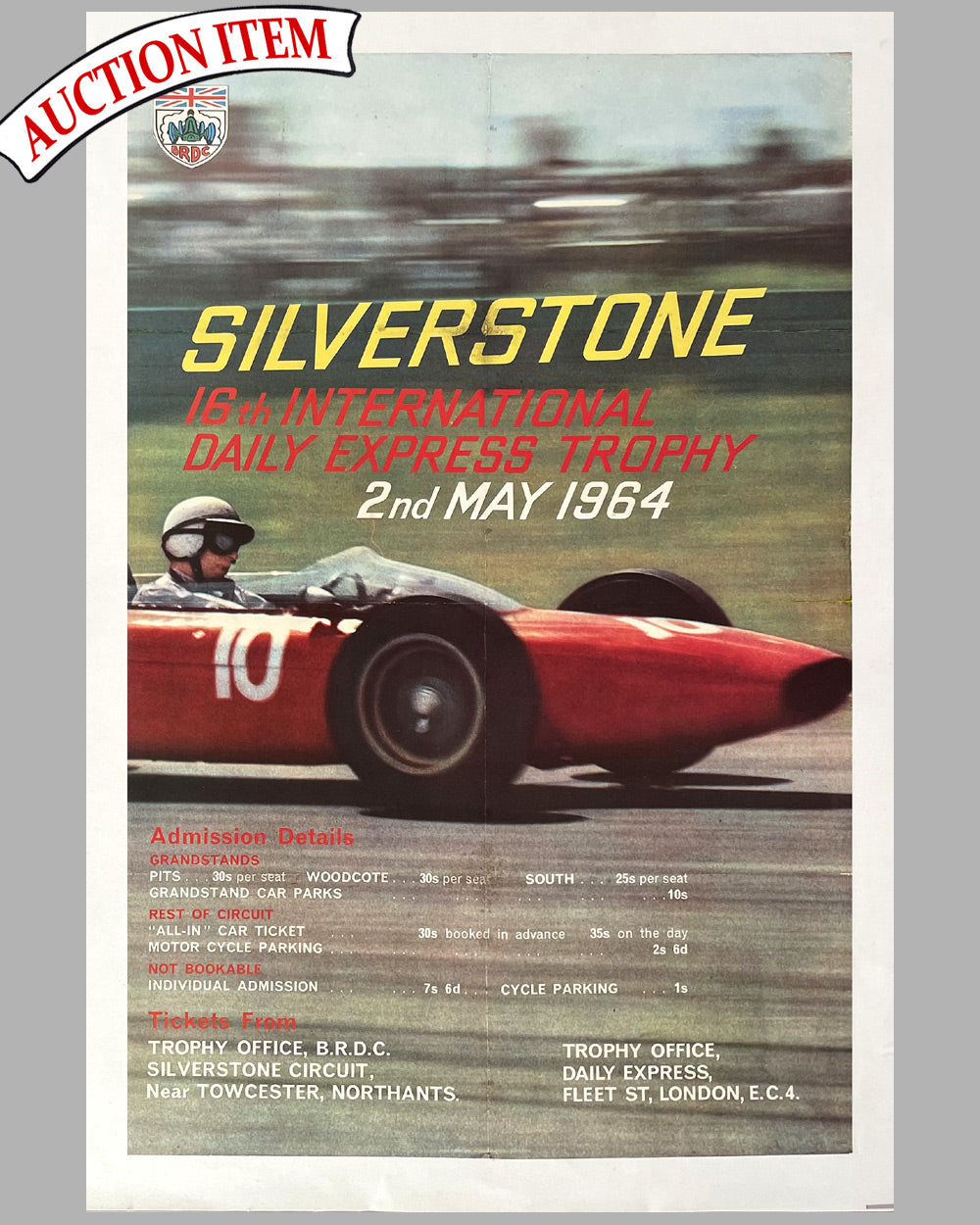 Silverstone 1964 International Daily Express Trophy original race poster