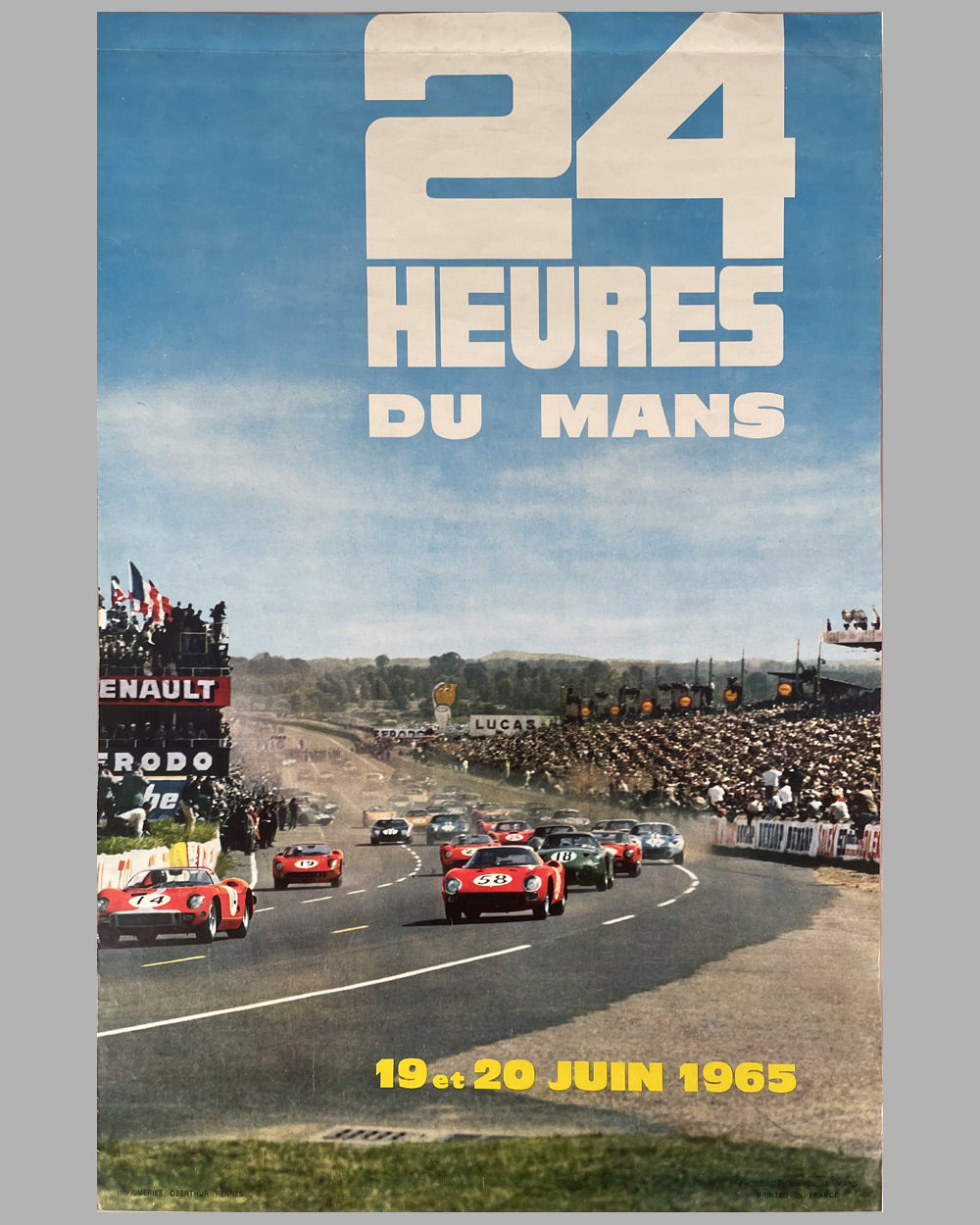 24 Hours of Le Mans 1965 original poster, photo by André Delourmel