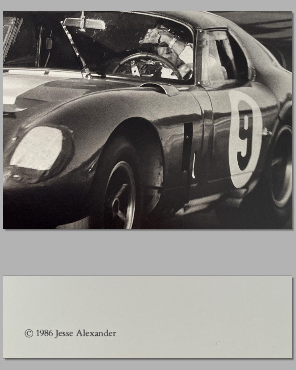 Dan Gurney in his Cobra Daytona Coupe b&w photo by Jesse Alexander 3