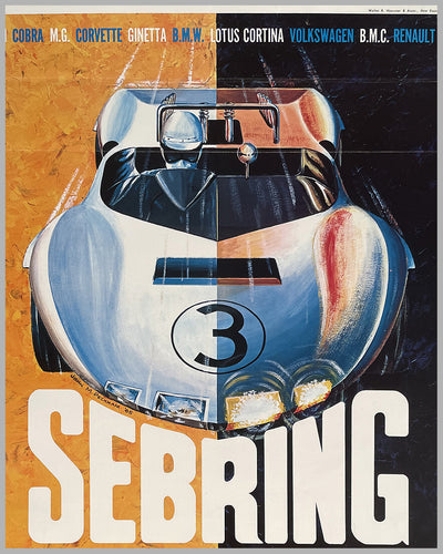 12 Hours of Sebring 1966 original event poster from the personal collection of Briggs S. Cunningham 2