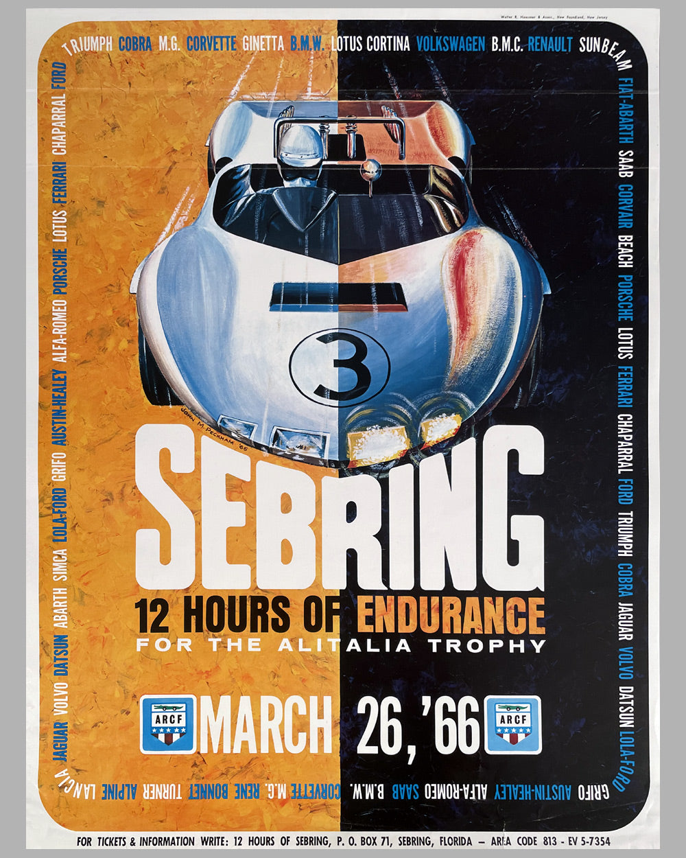 12 Hours of Sebring 1966 original event poster