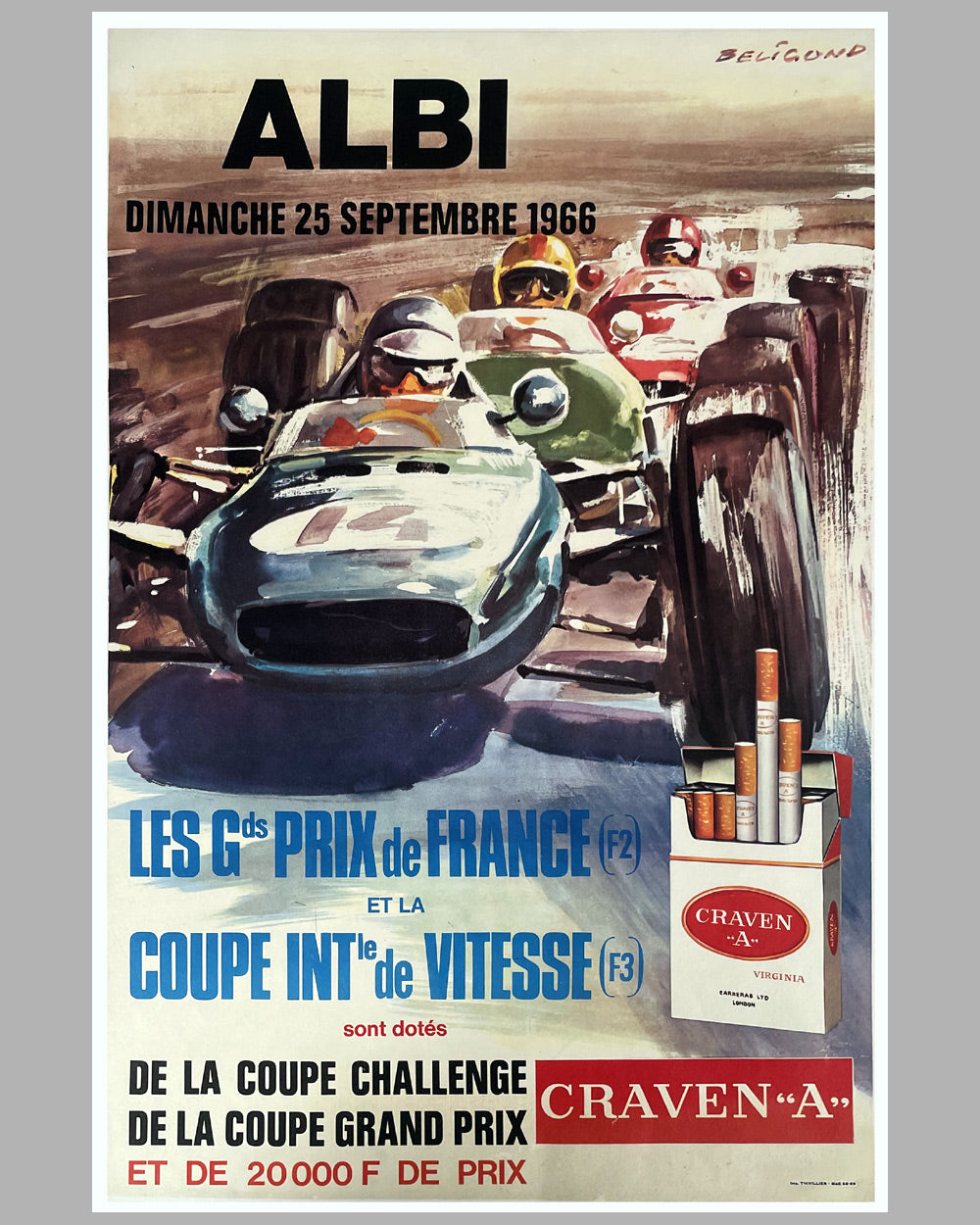 1966 Grand Prix de France Formula II and Formula III race in Albi, France poster by Beligond